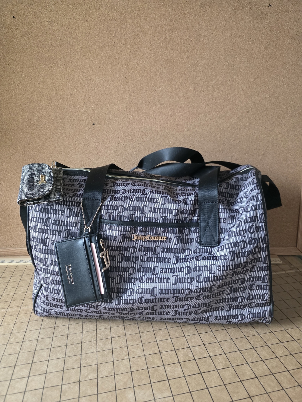 Juicy Couture Monogram Duffel + Wallet Set  Travel/Weekender Bag Gothic Logo